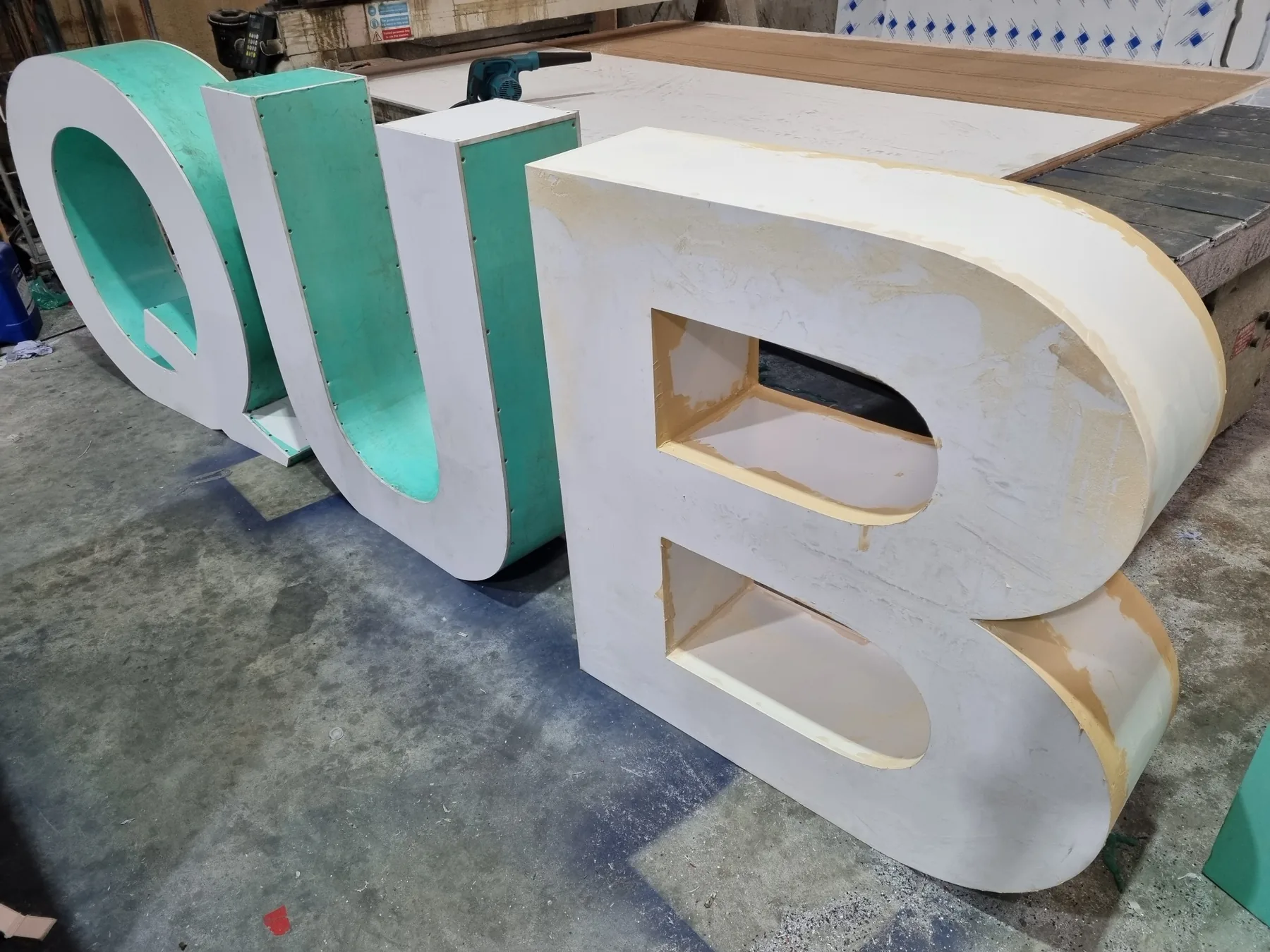 Large built-up letters manufactured in Neo Signs workshop
